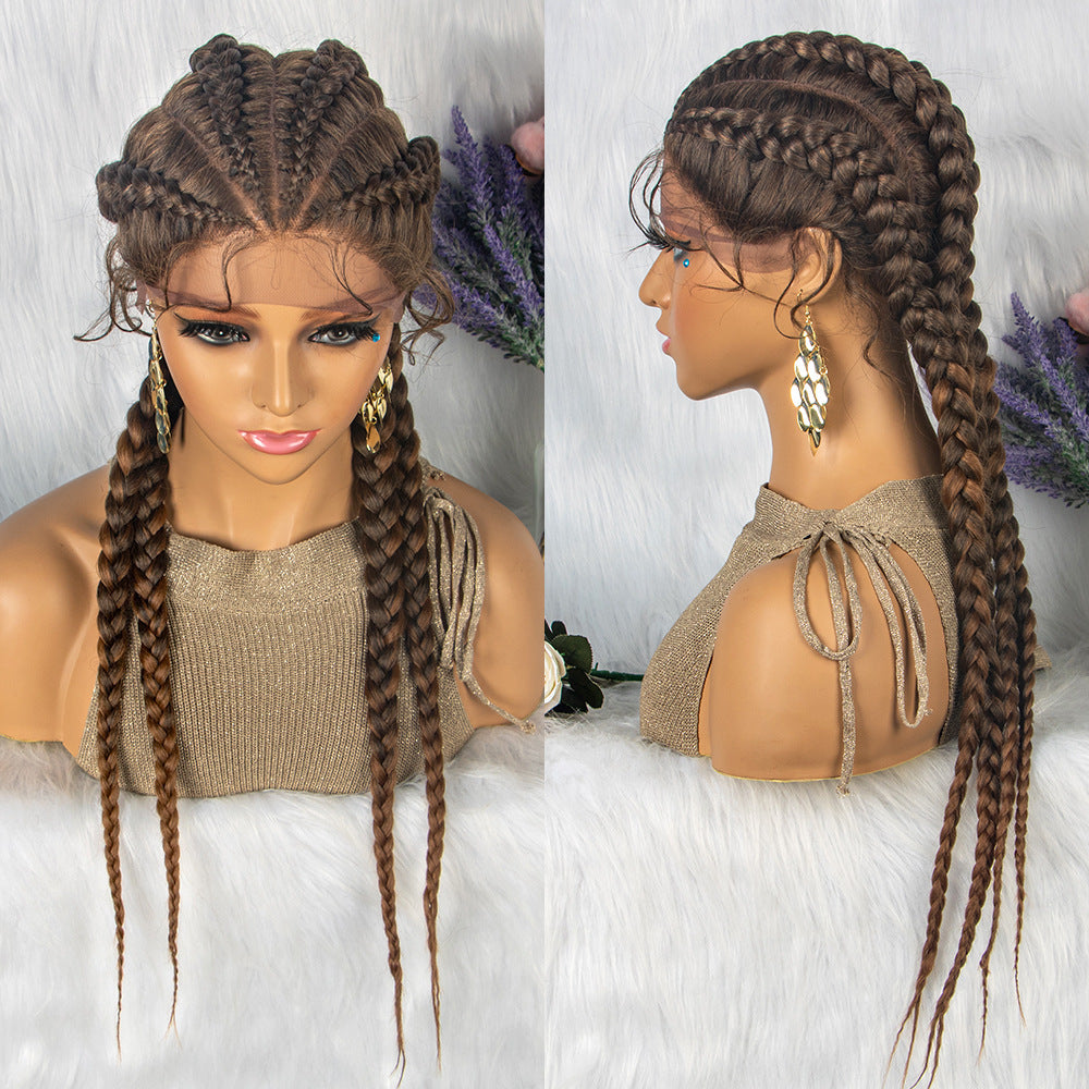 Braided Lace Front Wig with Baby Hair – 4 Braids, Hair, Natural Color Options6