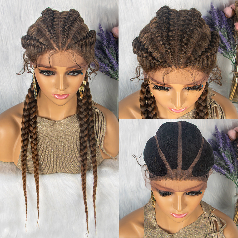 Braided Lace Front Wig with Baby Hair – 4 Braids, Hair, Natural Color Options7
