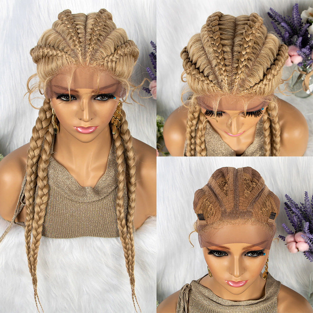 Braided Lace Front Wig with Baby Hair – 4 Braids, Hair, Natural Color Options8