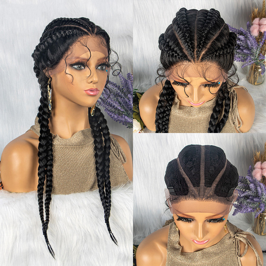 Braided Lace Front Wig with Baby Hair – 4 Braids, Hair, Natural Color Options9