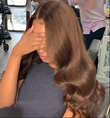 Brown Human Hair Wig – 13x6 Lace, 150% Density, Medium to Long Length1