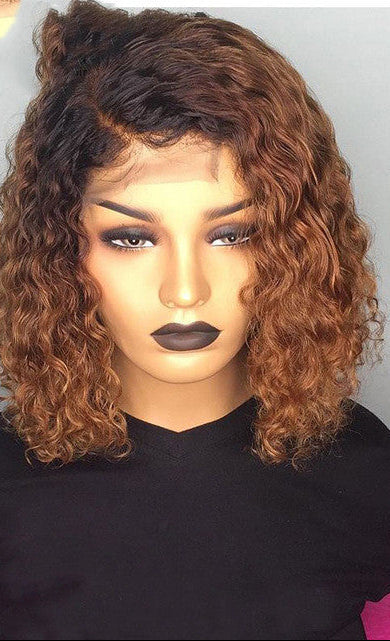 Burgundy Gradient Lace Front Short Bob Wig – Real Human Hair, Dyeable, Free Styling, 10-16 Inches1