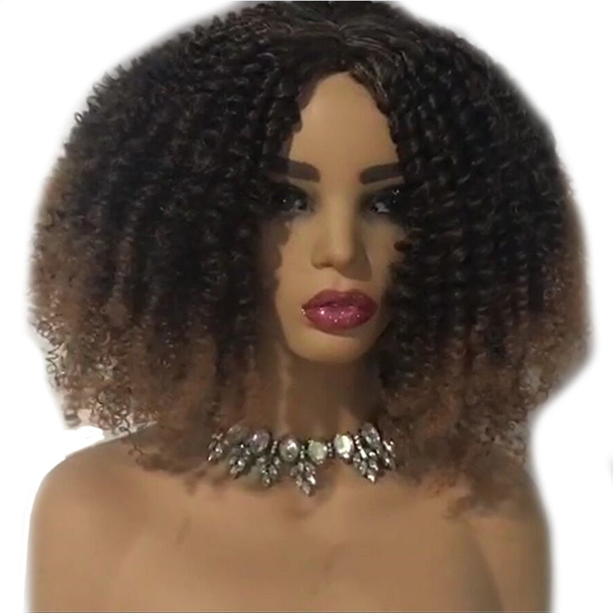 Chic Black Brown Small Curly Short Wig | Fashionable Synthetic African Style