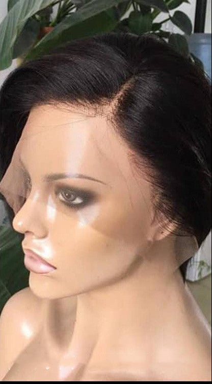 Chic Bob Real Hair Wig with Oblique Bangs | Front & Full Lace Options1