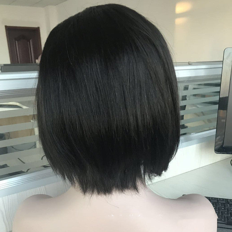 Chic Bob Real Hair Wig with Oblique Bangs | Front & Full Lace Options4