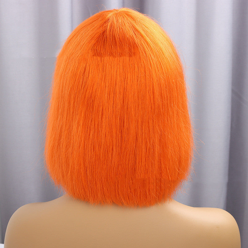 Chic Full Bangs Bob Wig in Real Hair - Straight Short Hairstyle for All Face Shapes2