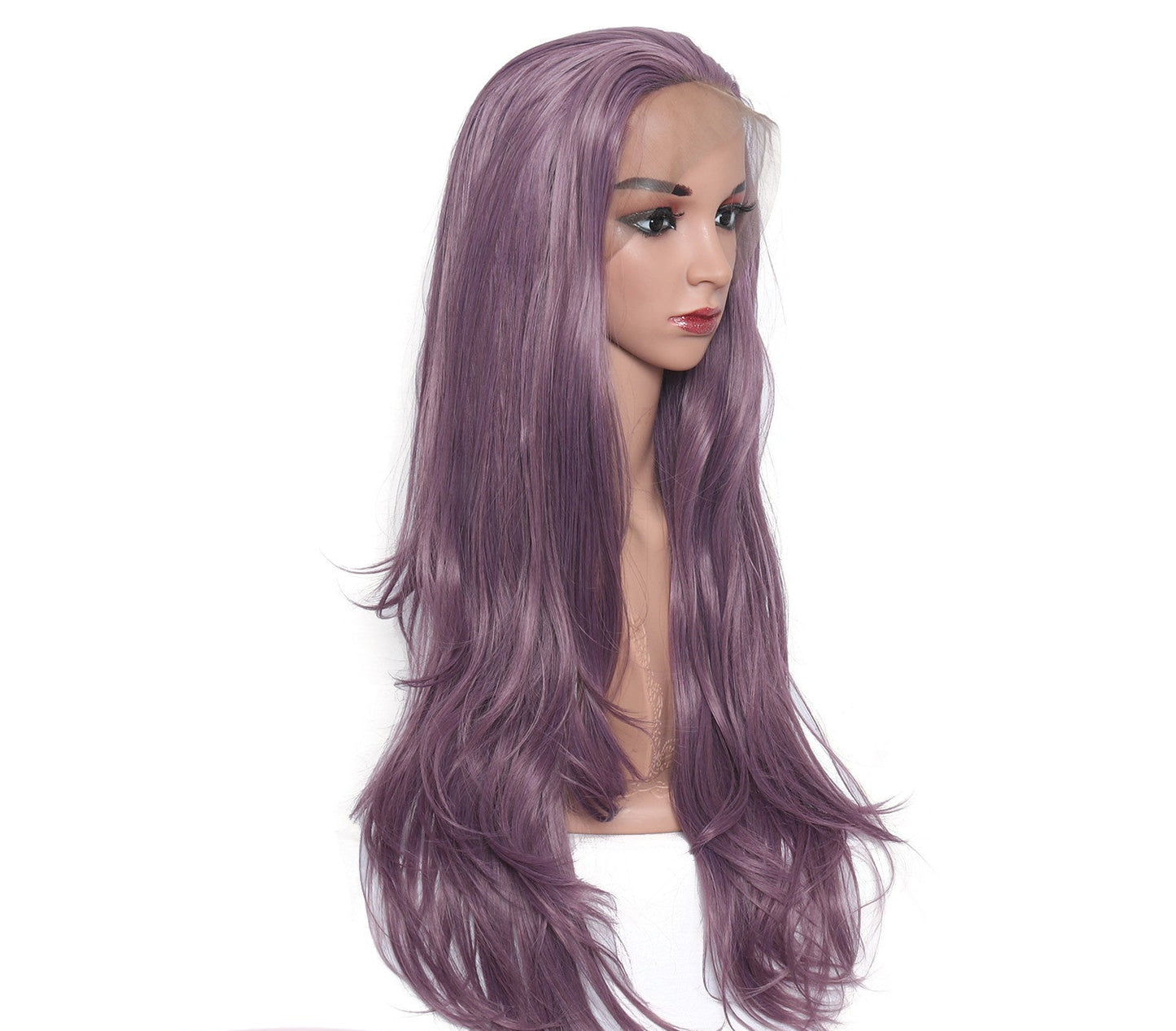 Chic Long Purple Curly Lace Front Wig - Stylish Big Waves, 28 Inches!