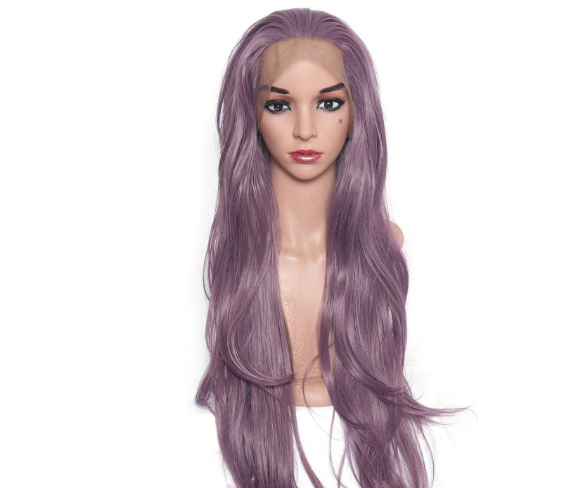Chic Long Purple Curly Lace Front Wig - Stylish Big Waves, 28 Inches!