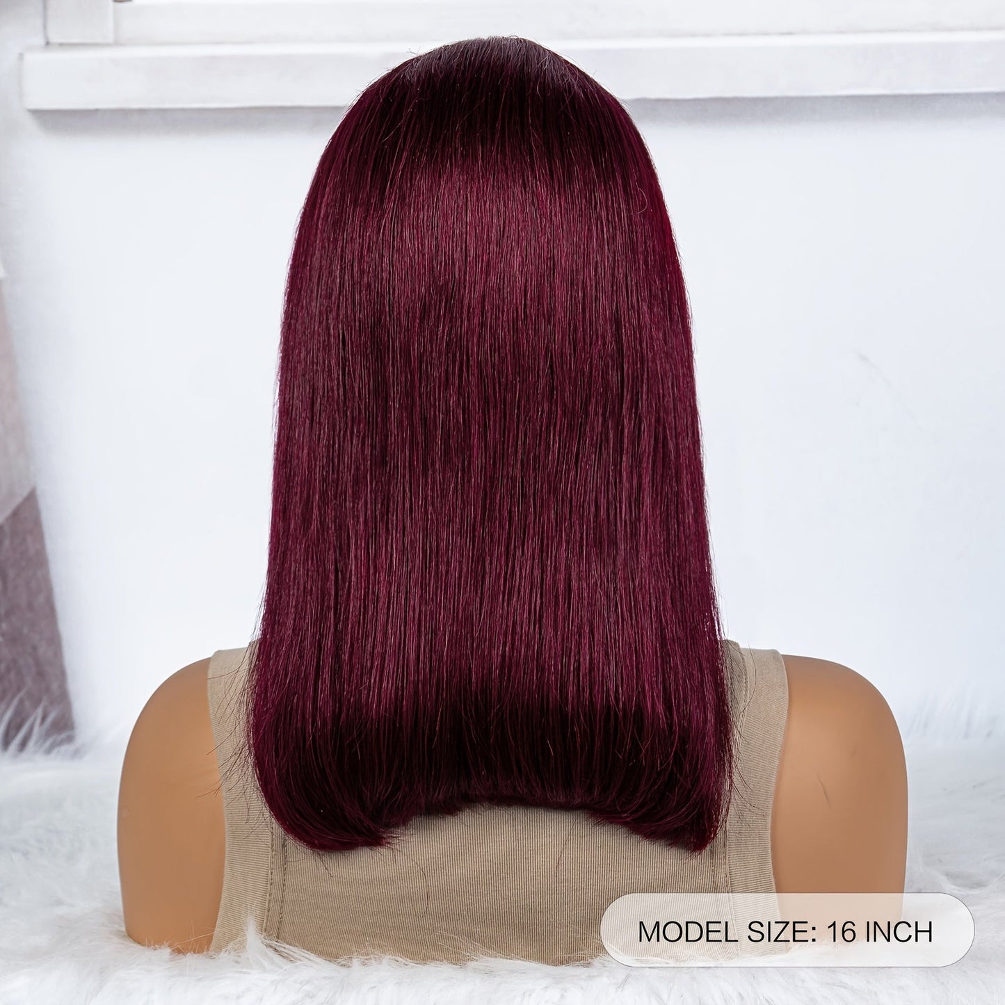 Claret Lace Front Wig - Straight Human Hair, Glueless, Volumizing, 180% Density4