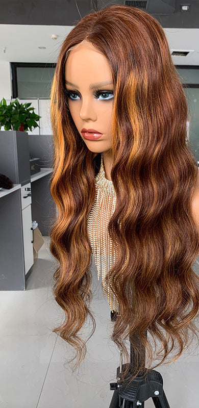 Closure Big Wave Pick Color Bob Wig Headgear – Real Human Hair, 20 Inches, Dyeable, Star Fashion Style, All Hand-Woven1
