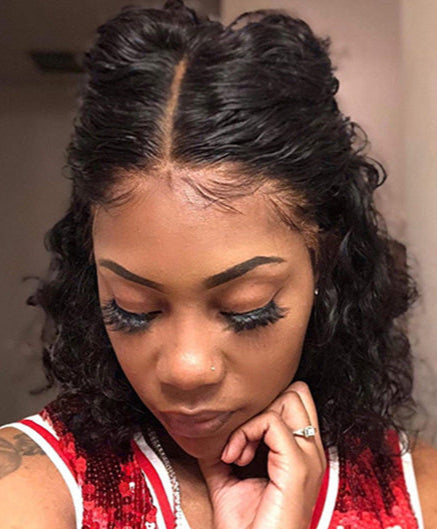 Deep Water Wave Lace Frontal Human Hair Wig – Transparent Curly Bob, Pre-Plucked Baby Hair, 13x4 & 5x5 Options2