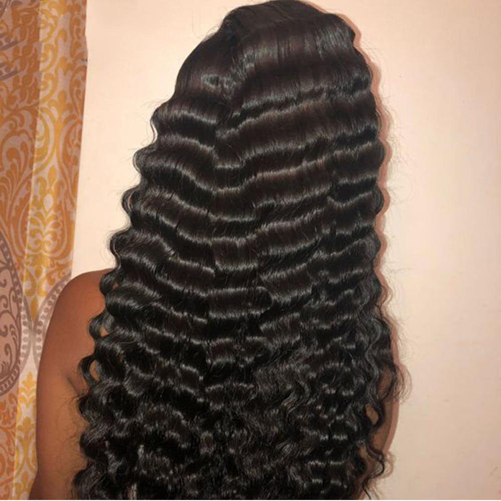 Deep Wave Human Hair Lace Frontal Wigs – Medium Length, Dyeable, Real Human Hair, Straight or Oblique Bangs2