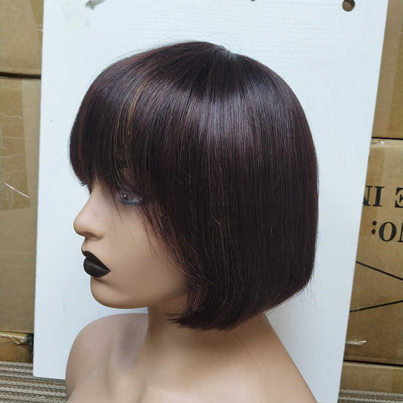Double Drawn Human Hair Fringe Bob Wig – Star Fashion Style, Short Hair, 8-14 Inches, Natural & Versatile