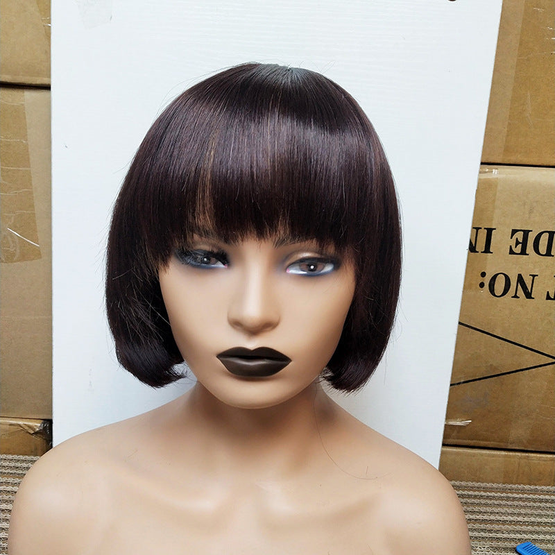 Double Drawn Human Hair Fringe Bob Wig – Star Fashion Style, Short Hair, 8-14 Inches, Natural & Versatile2