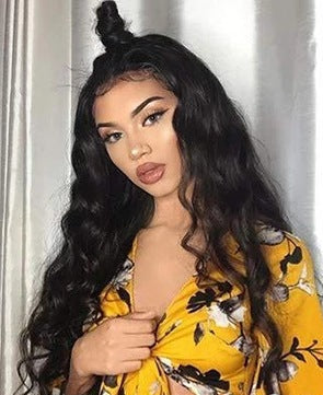 Elegant Black Wavy Lace Front Wig for Ladies – High-Quality Synthetic Hair