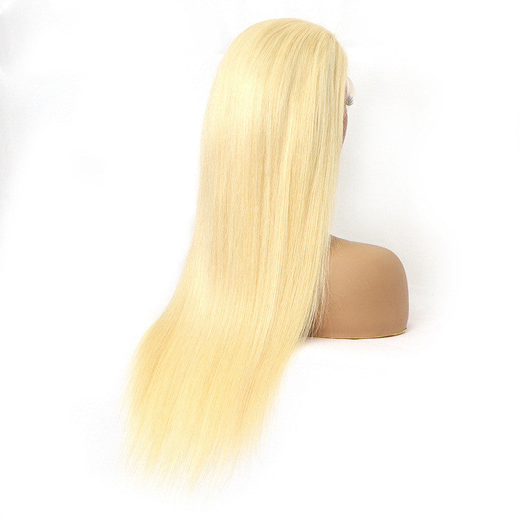 Elegant Golden Real Hair Lace Wig | Medium Long | Customizable Style4
