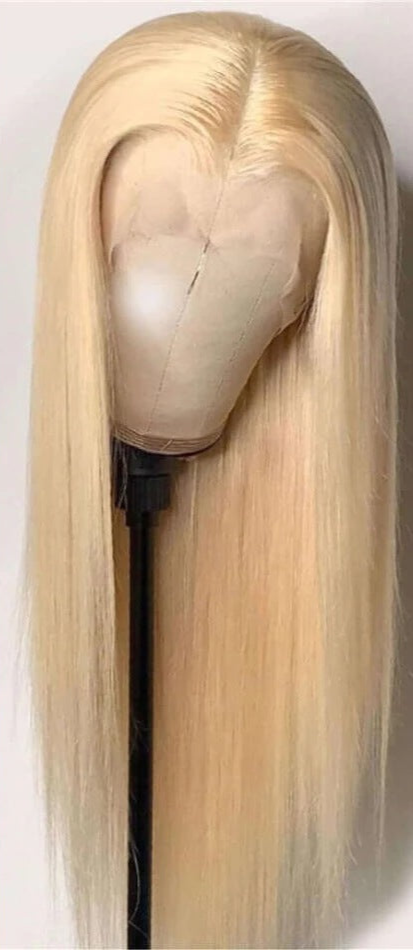 Elegant Golden Real Hair Lace Wig | Medium Long | Customizable Style5