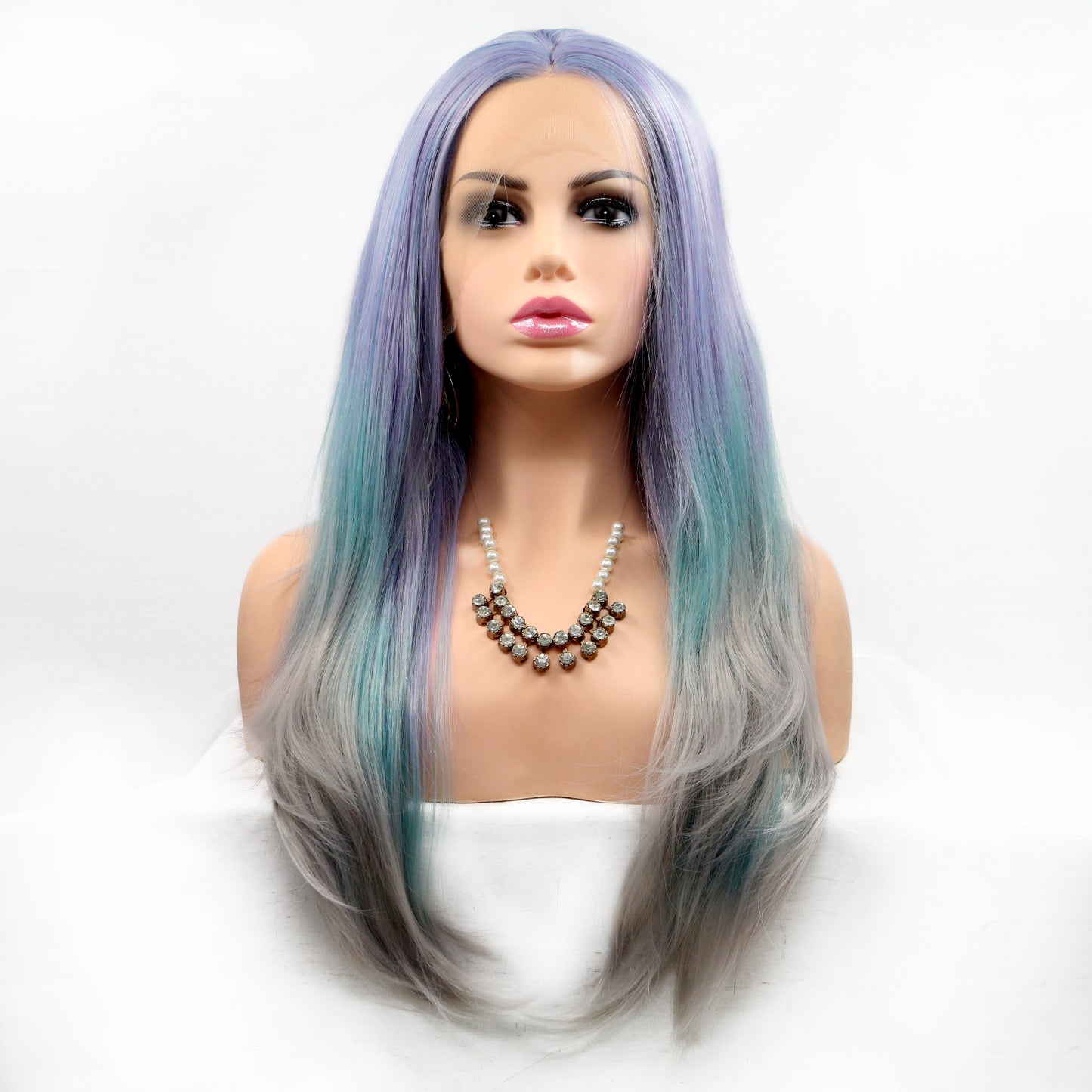 Elegant Gradient Long Straight Front Lace Wig | Fashionably Simple Style