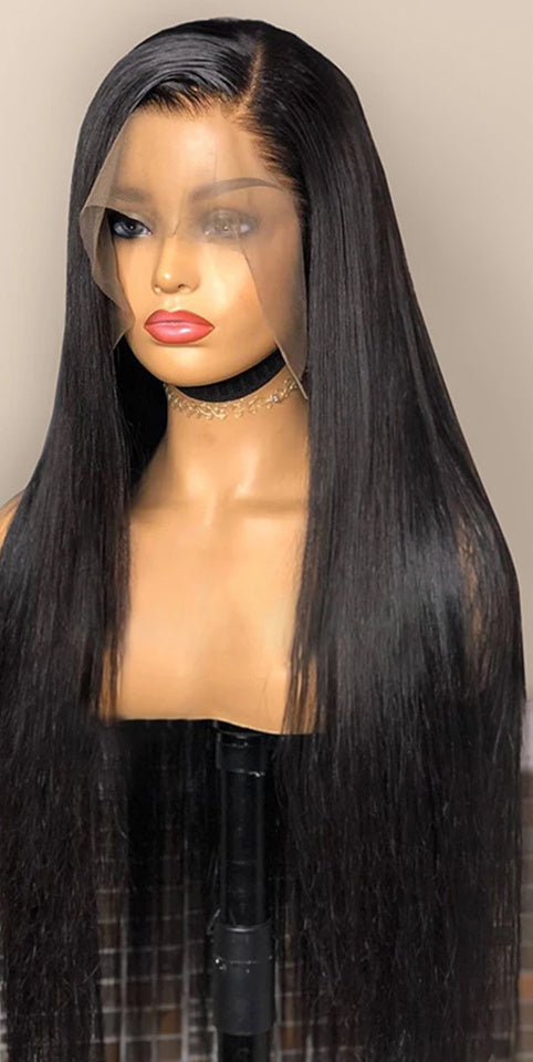 Elegant Medium-Length Black Lace Wig Set – Real Human Hair with Versatile Styling