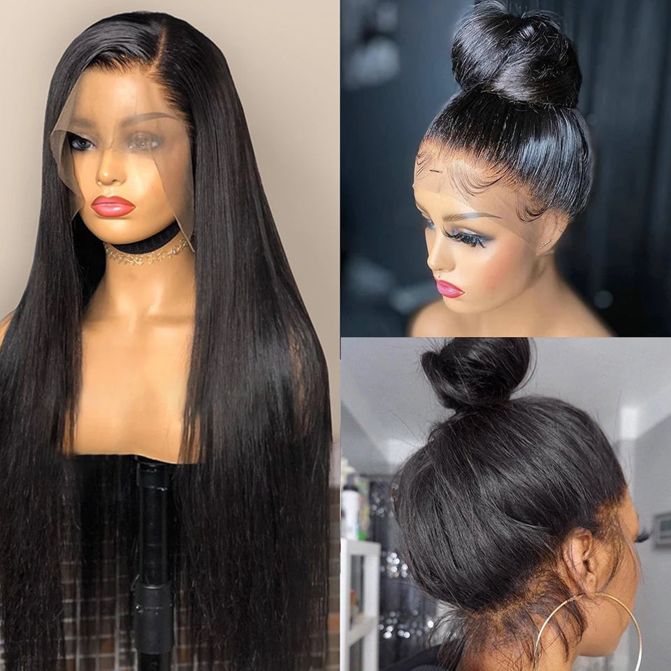 Elegant Medium-Length Black Lace Wig Set – Real Human Hair with Versatile Styling3