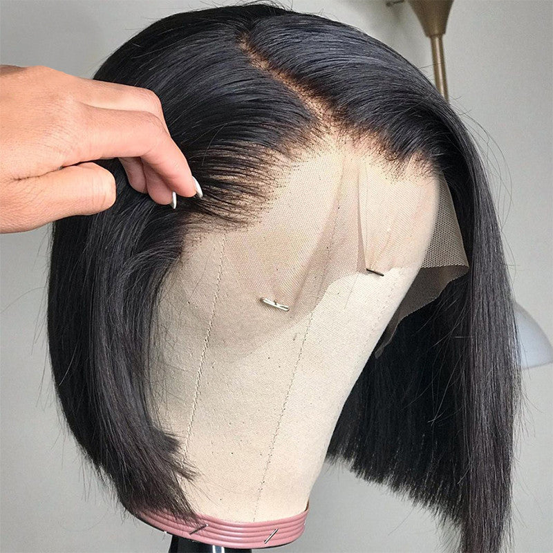 Elegant Medium Length Human Hair Wig with Versatile Bangs | Natural Color3