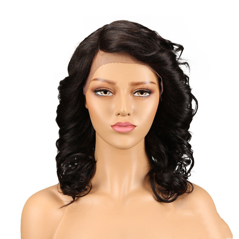 Elegant Real Hair Lace Wig for Women | Versatile Long Curly Style with Adjustable Bangs4