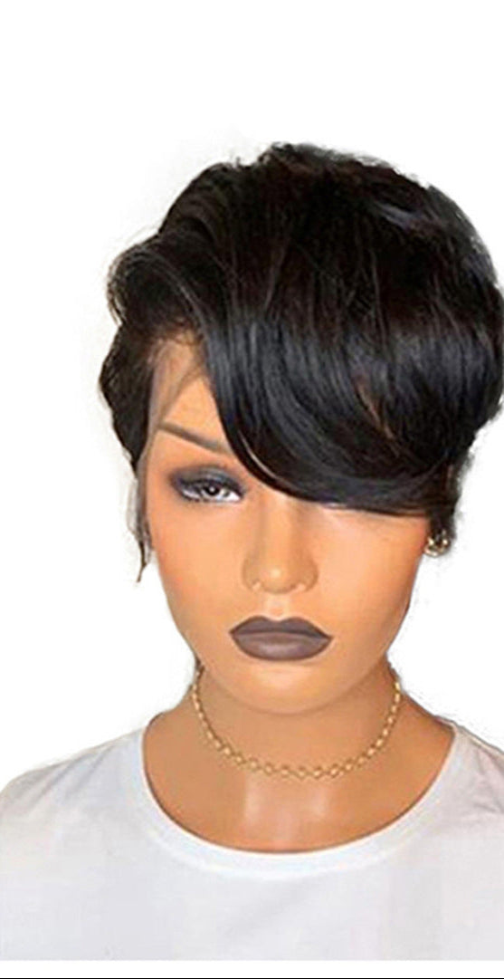 Elegant Short Human Hair Wig with Lace Head Cover – Natural Look