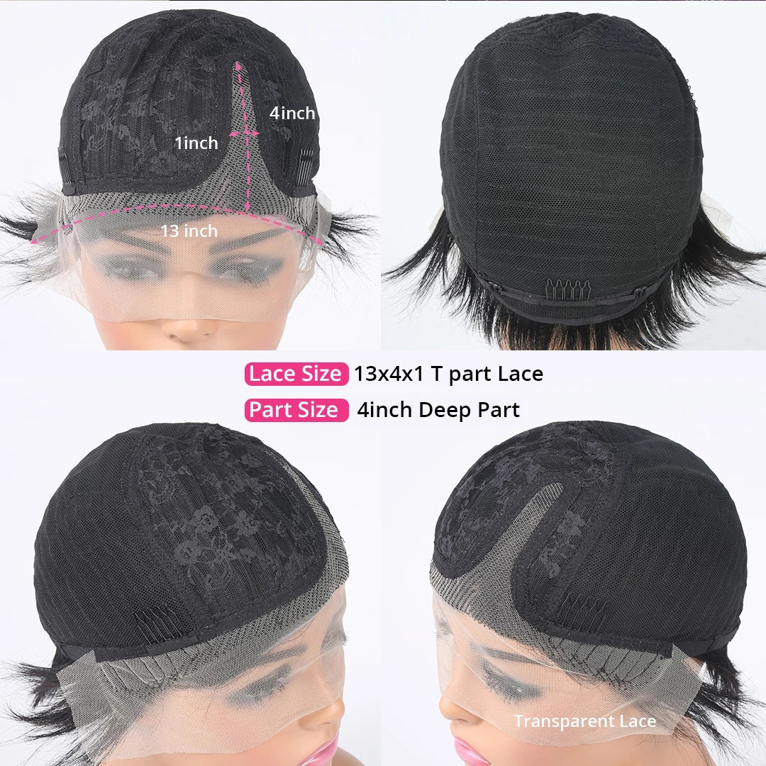 Elegant Short Human Hair Wig with Lace Head Cover – Natural Look4
