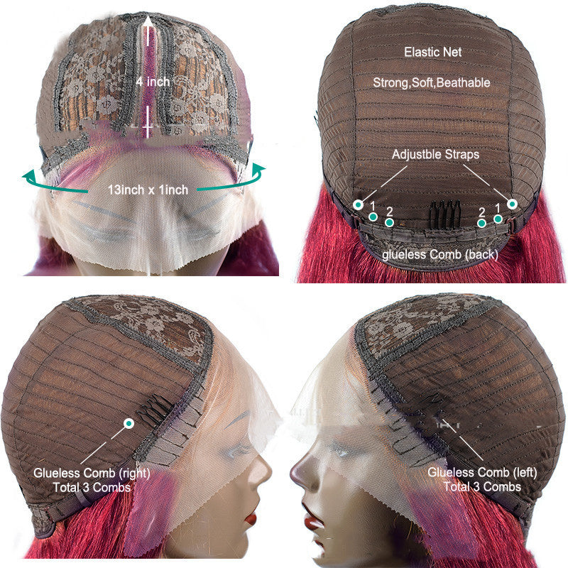 Elegant Short Straight Bob Wig 1B-99J – Human Hair with Transparent Lace Front5