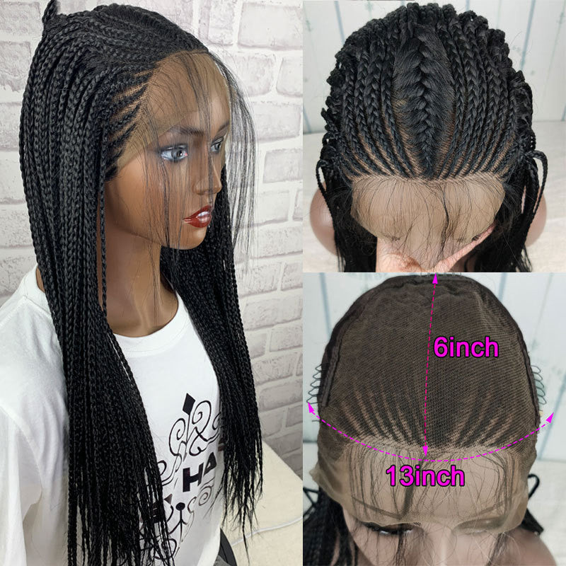 European & American Fashion Hot Models Big Braids Dirty Braids Wig – 24" Front Lace, Korean Silk, Dyeable, 13x6 Lace, 250-450g