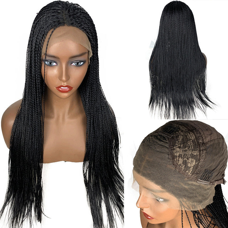 European & American Fashion Hot Models Big Braids Dirty Braids Wig – 24" Front Lace, Korean Silk, Dyeable, 13x6 Lace, 250-450g