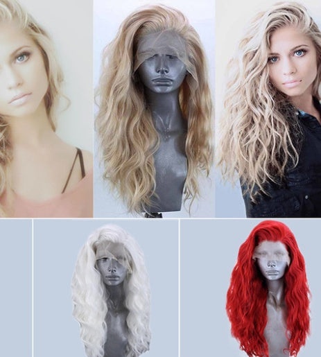 European & American Front Lace Wig – 26-Inch Matte High-Temperature Fiber, 180% Density