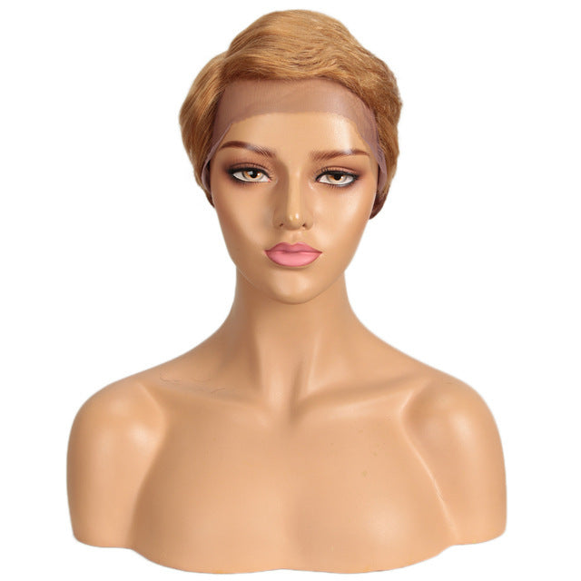 European & American Short Real Hair Headgear – Oblique Bangs, 9 Inch, Star Fashion, Age-Reducing, Human Hair Wig2