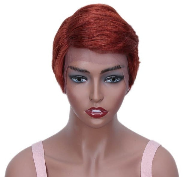 European & American Short Real Hair Headgear – Oblique Bangs, 9 Inch, Star Fashion, Age-Reducing, Human Hair Wig4