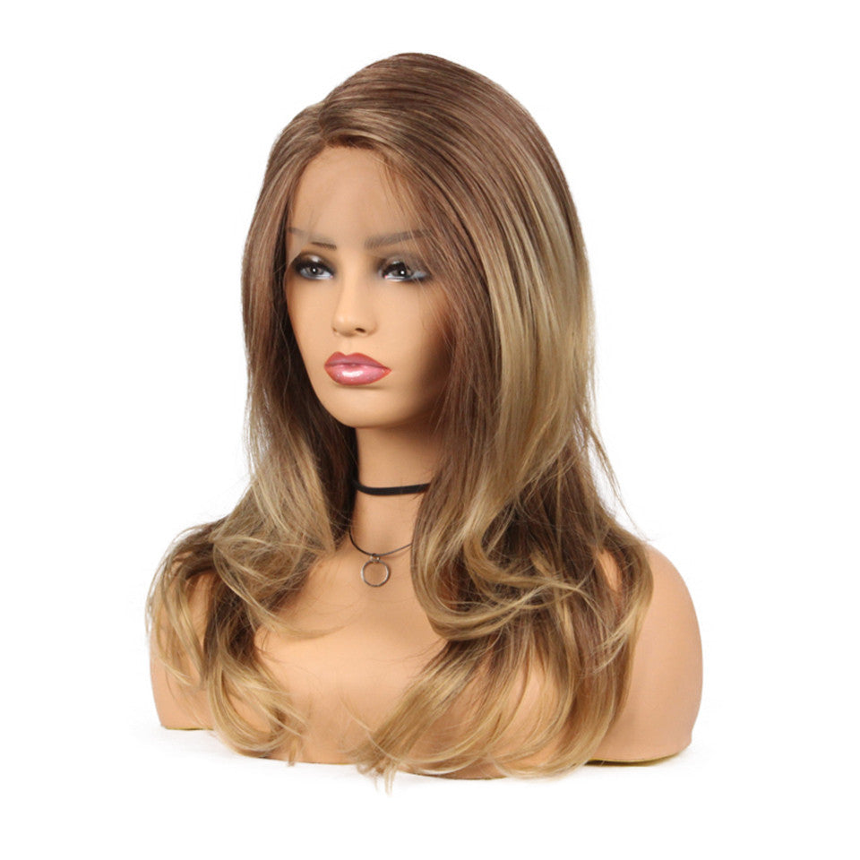 European and American Lace Wig with Oblique Bangs – High-Temperature Silk