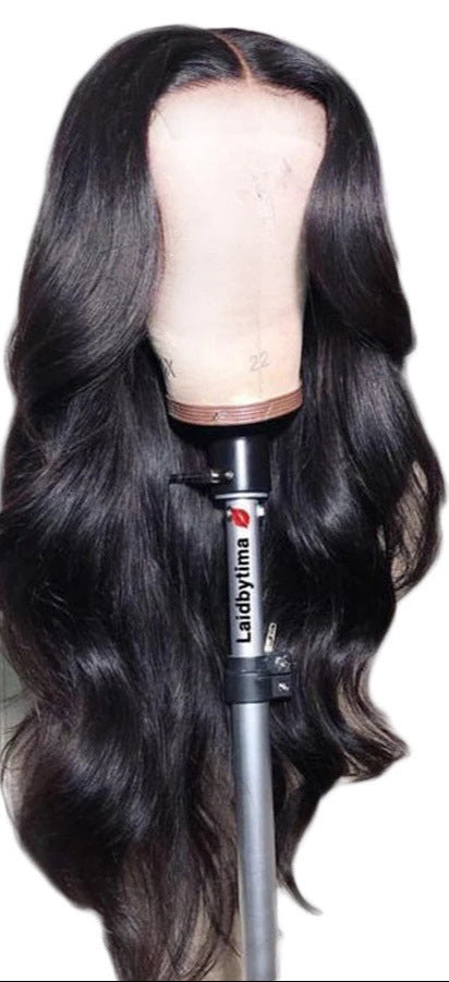 Fashionable Black Mid-Length Curly Lace Front Wig – Synthetic Elegance