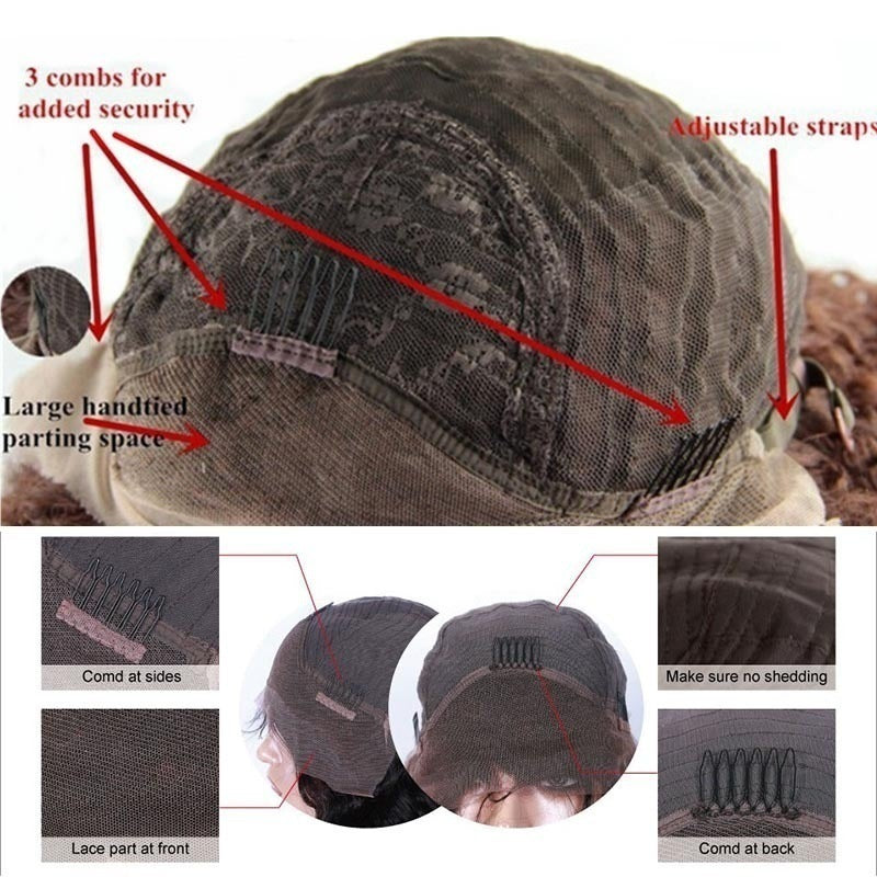 Fluffy Black Small Curly Lace Wig – Medium-Length T-Shaped Design