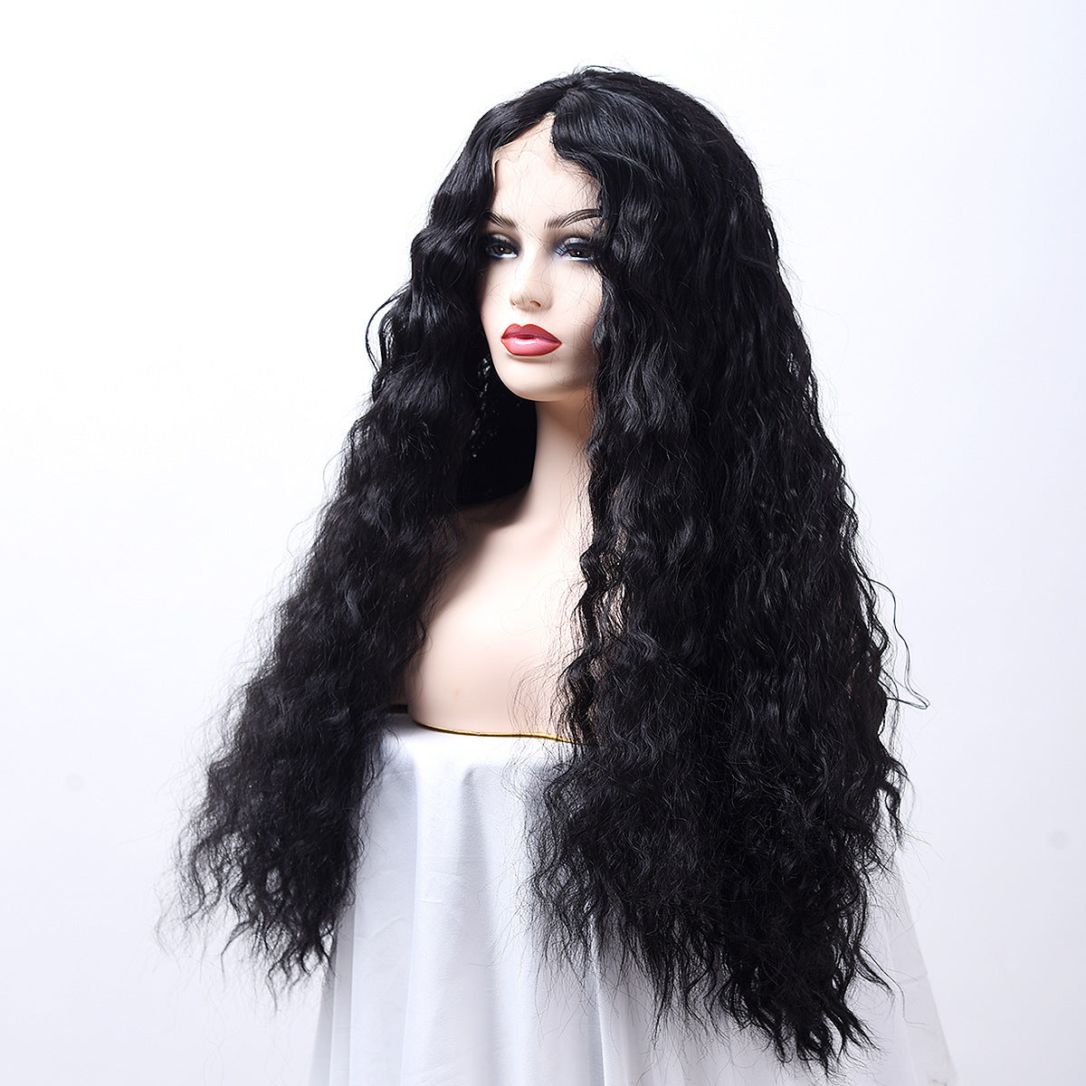 Fluffy Corn Perm Lace Front Wig – 24-Inch Hand-Hooked Japanese Silk