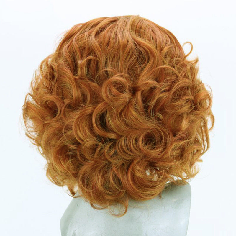 Fluffy Short Curly Bob Wig – 20-Inch Orange Hair with Front Lace Rose Net