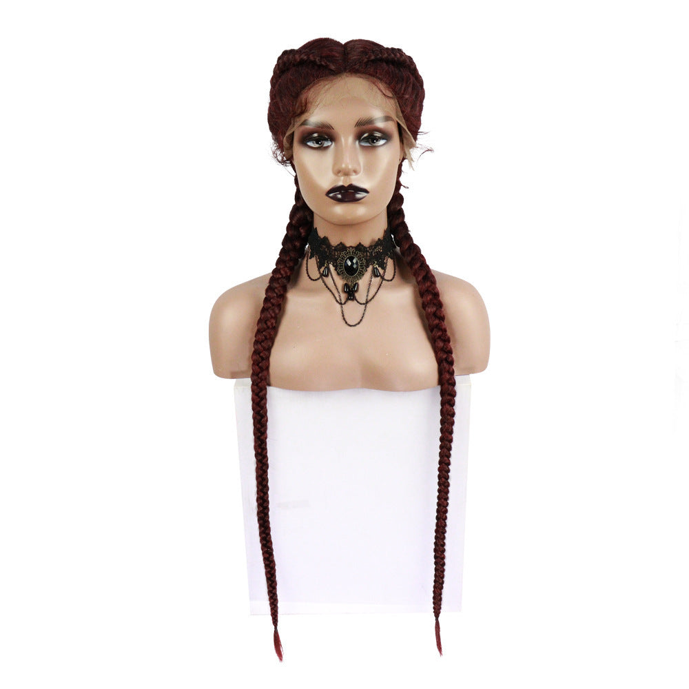 Front Lace Two Braids Wig Headband | Synthetic Fiber High-Temperature Filament | European & American Style | 1BT99J, 27/613, 10T30, 1BT27, 1BT613