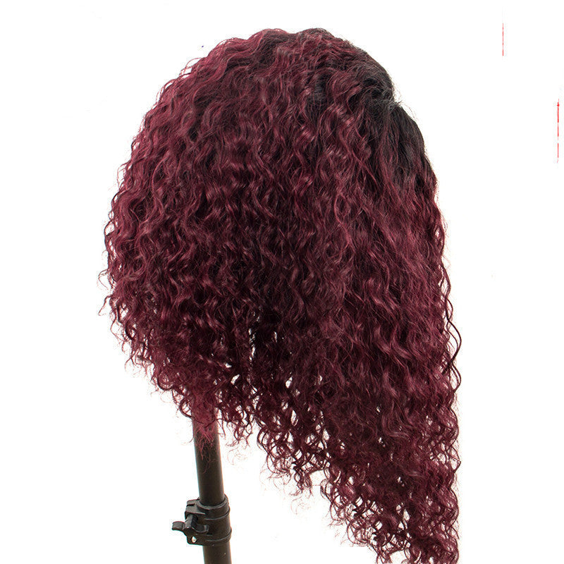Full Lace Burgundy Real Human Hair Wig - Gradient Color Center Part Headgear51