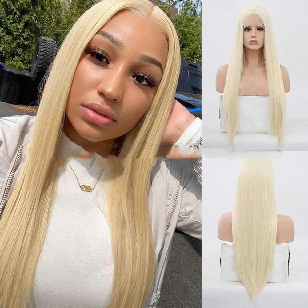Golden Synthetic Front Lace Wig | 10-26 Inches, 150%-200% Density