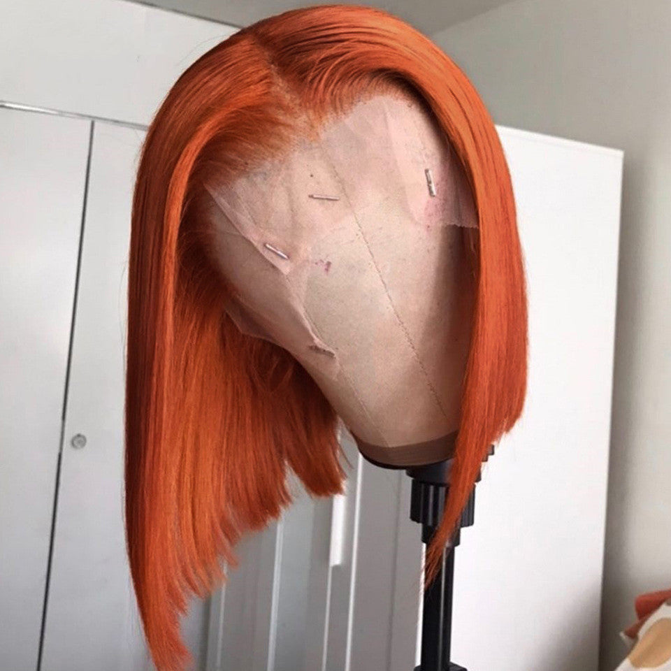 Gradient Color Short Bob Wig – Orange Lace Front Human Hair, 8" & 16" Lengths, Dyeable, 150% & 180% Density2