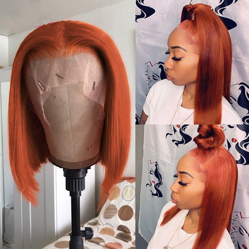Gradient Color Short Bob Wig – Orange Lace Front Human Hair, 8" & 16" Lengths, Dyeable, 150% & 180% Density4