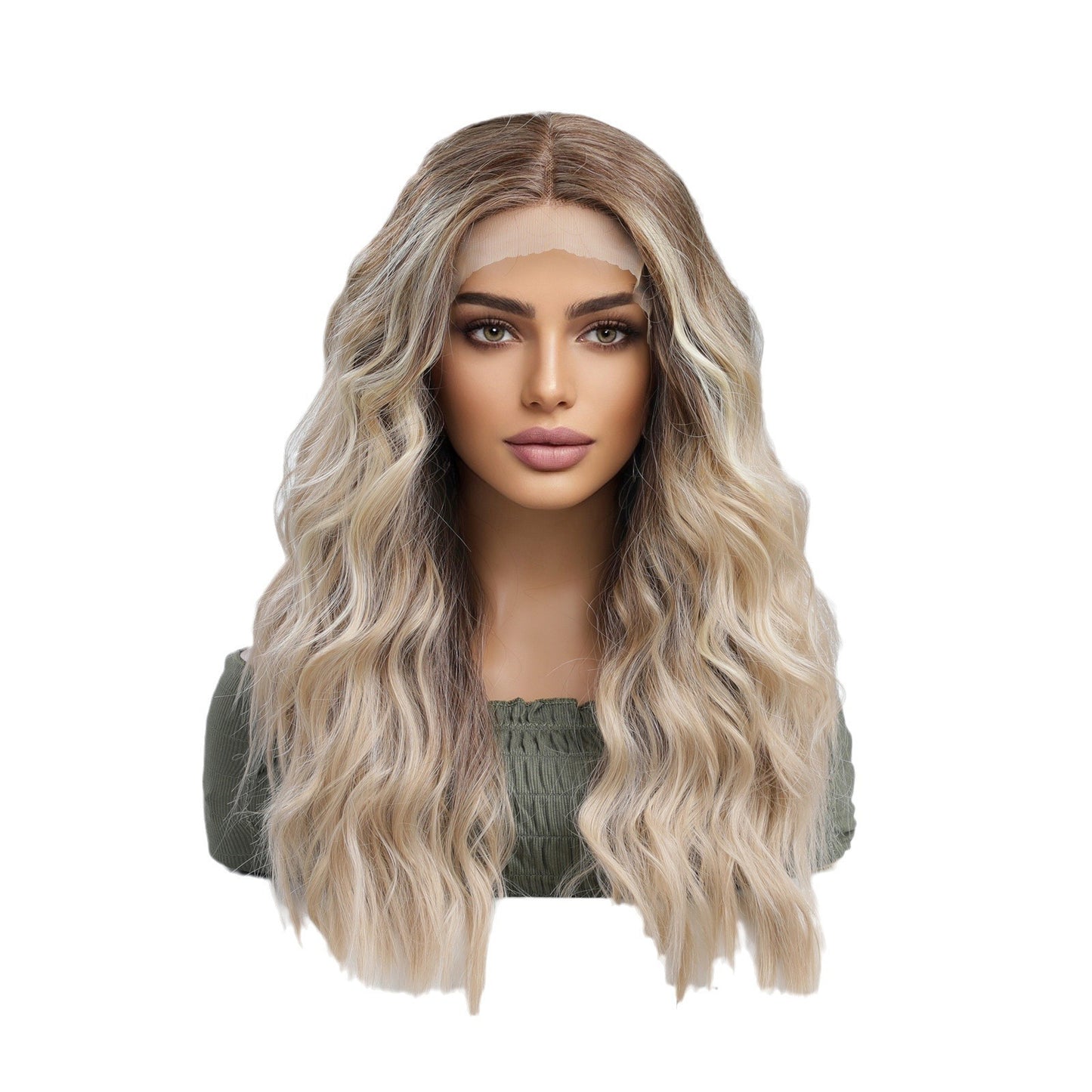 Gradient Gold Long Straight Lace Wig – Hand-Woven Japanese Silk