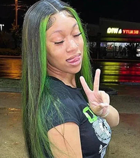 Green Highlight Straight Hair Lace Wig – Human Hair, 13x4 & 13x6 Lace Front, Customizable Lengths, Perfect for All Skin Tones1