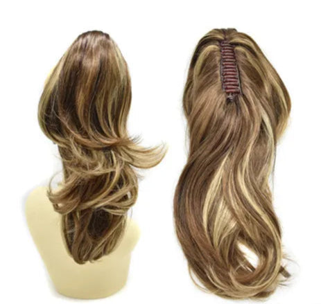 SE-224 Long Wavy Ponytail Extension – 22”/14” Claw Clip & Drawstring, Heat-Resistant