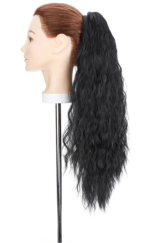 24-Inch Kinky Curly Claw Clip Ponytail – Synthetic Hair, High-Temperature Fiber, Multiple Colors