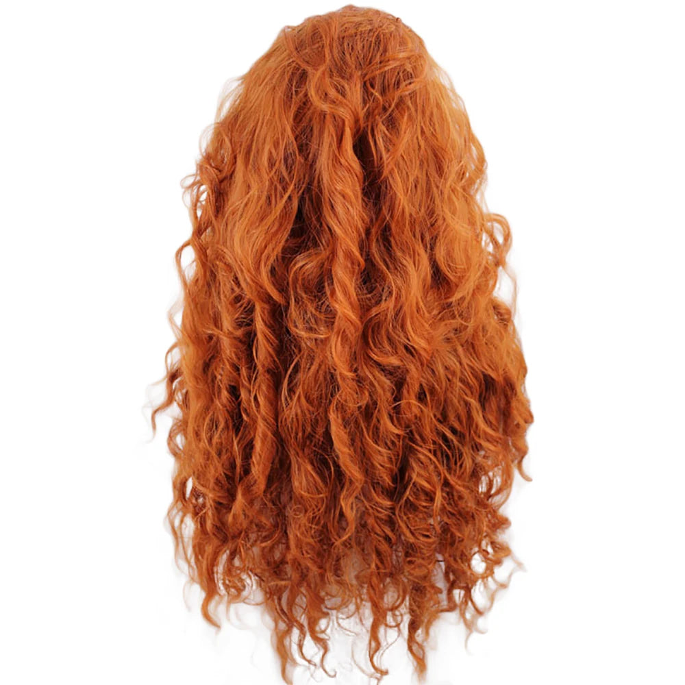 Brave Merida Long Orange Deep Wave Synthetic Cosplay Wig – High-Temperature Fiber, 130% Density