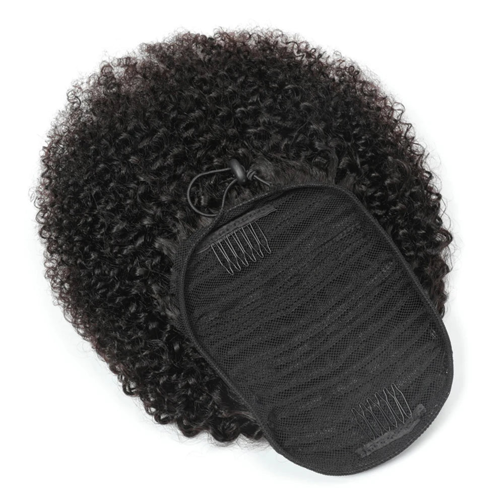Afro Kinky Curly Clip-In Ponytail Extension – 150g, 100% Human Hair, Dye & Perm Safe